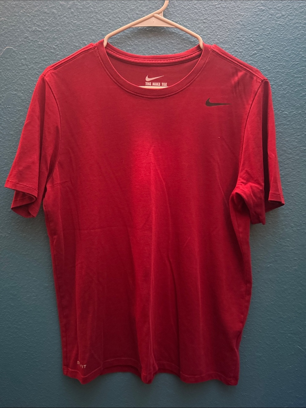 Nike Men's Short Sleeve Athletic Tee in Red with Black Swoosh